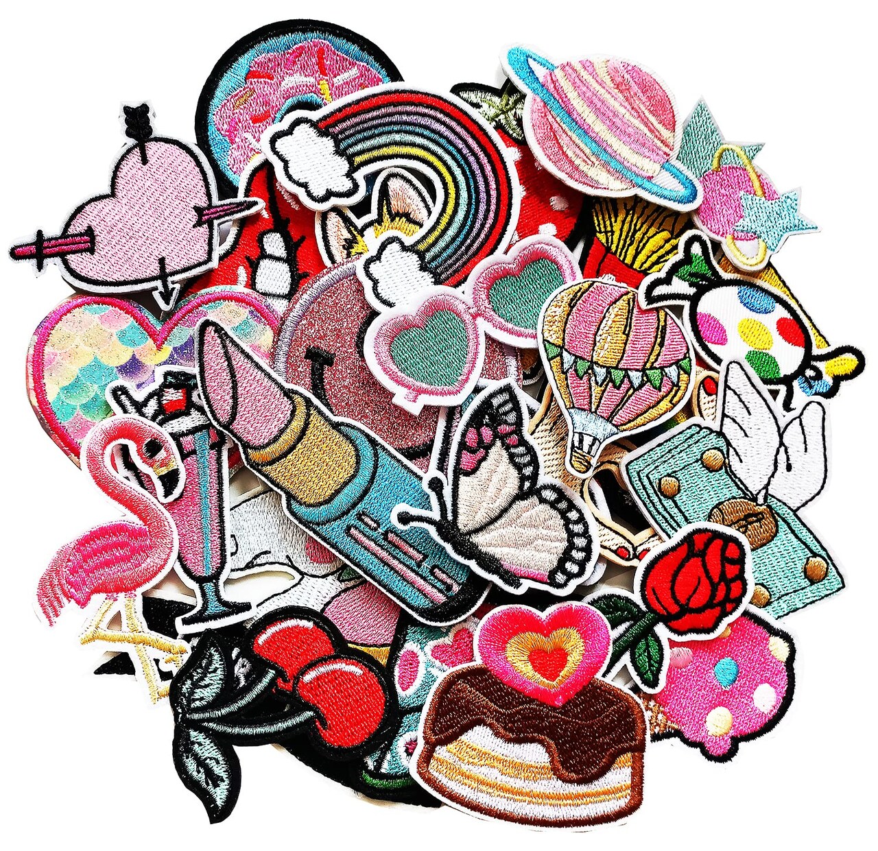 30pcs Girls Iron on Patches for Clothing Jackets DIY Sew Embroidered Applique Decorative Repair Patches